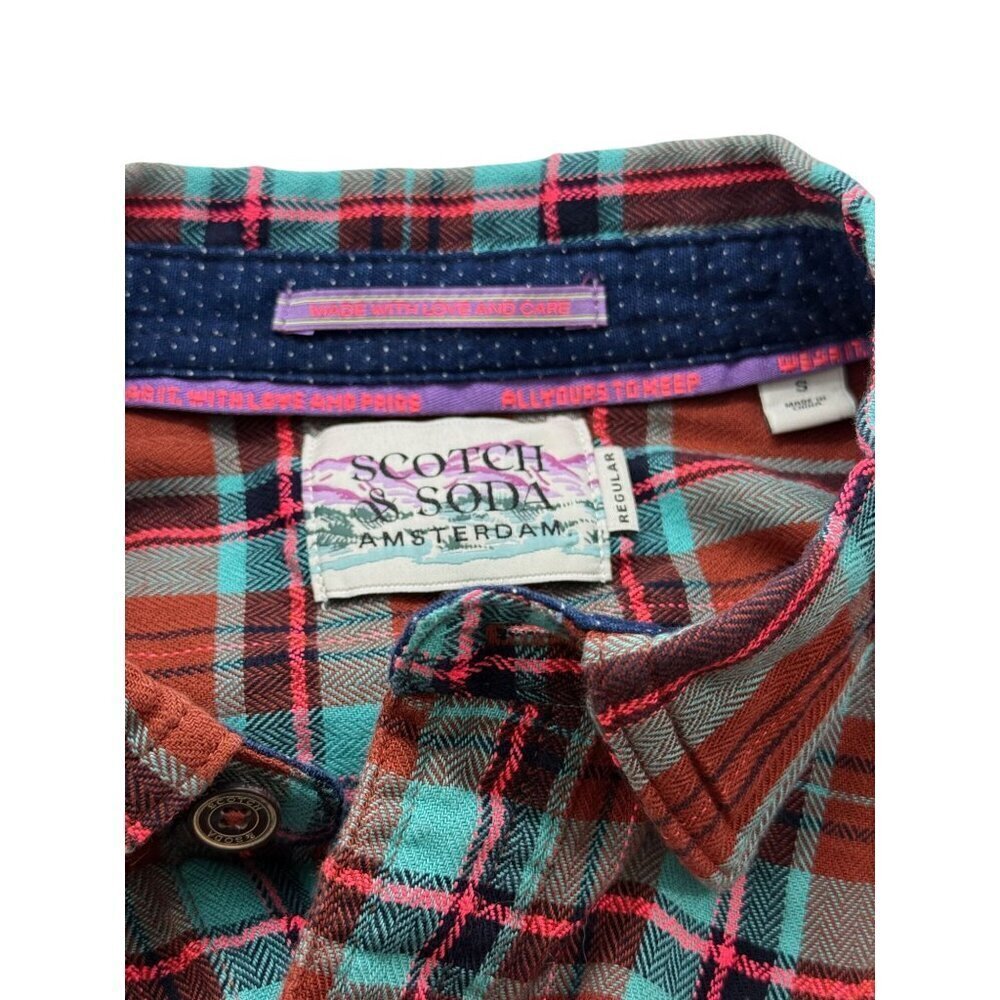 Scotch & Soda Women's Plaid Flannel Button Down Shirt Roll Tab Sleeves Size S - Picture 12 of 14